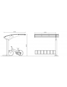 Pensilina monofacciale in acciaio zincato e verniciato, componibile a moduli, copertura in policarbonato - cm 250x250x249h