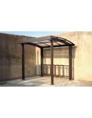 Pensilina monofacciale in acciaio zincato e verniciato, modulo base, copertura in policarbonato - cm 298,8x218x248h