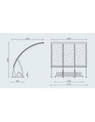 Pensilina per bici in acciaio zincato e verniciato, copertura in policarbonato. Portabici non incluso - cm 260×236x253h