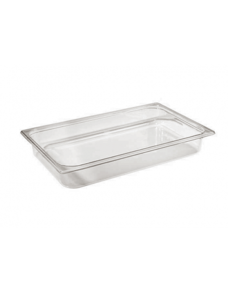 Bacinella contenitore GN 1/1 in Tritan trasparente, privo di BPA - capacità Lt. 13,3 - mm 530x325x100h