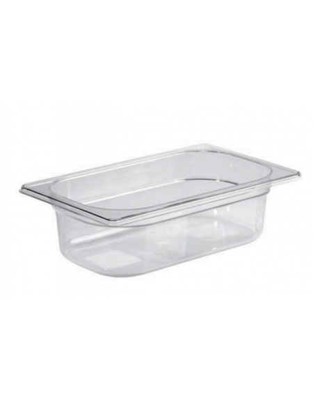 Bacinella contenitore GN 1/4 in Tritan trasparente, privo di BPA - capacità Lt. 1,7 - mm 264x162x65h