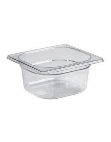 Bacinella contenitore GN 1/6 in Tritan trasparente, privo di BPA - capacità Lt. 1,6 - mm 176x162x100h