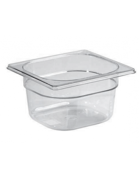 Bacinella contenitore GN 1/6 in Tritan trasparente, privo di BPA - capacità Lt. 2,3 - mm 176x162x150h