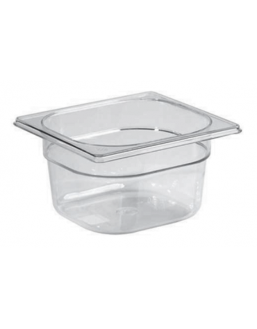 Bacinella contenitore GN 1/6 in Tritan trasparente, privo di BPA - capacità Lt. 2,8 - mm 176x162x200h