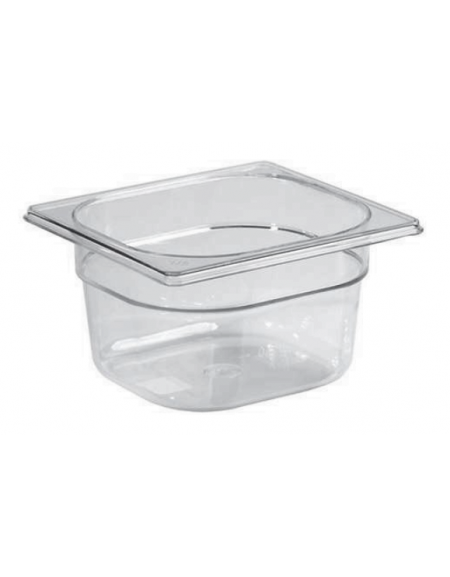 Bacinella contenitore GN 1/6 in Tritan trasparente, privo di BPA - capacità Lt. 2,8 - mm 176x162x200h