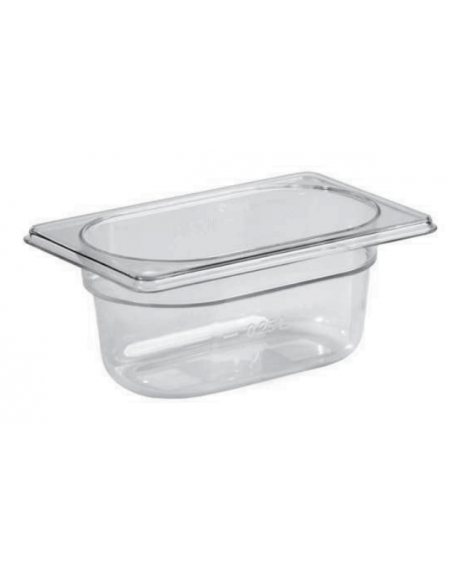 Bacinella contenitore GN 1/9 in Tritan trasparente, privo di BPA - capacità Lt. 0,6 - mm 176x108x65h