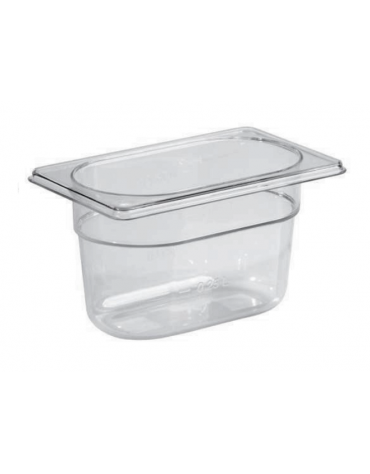 Bacinella contenitore GN 1/9 in Tritan trasparente, privo di BPA - capacità Lt. 0,9 - mm 176x108x100h
