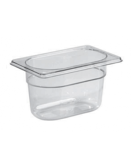 Bacinella contenitore GN 1/9 in Tritan trasparente, privo di BPA - capacità Lt. 0,9 - mm 176x108x100h