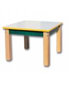 TAVOLINO QUADRATO PER MATERNA 4 POSTI CON GAMBE IN FAGGIO MASSELLO E PIANO IN NOBILITATO-CM 60x60x55H