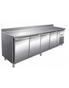 Tavolo refrigerato congelatore 4 porte con alzatina -18° -22°C in acciaio inox AISI 304 - CLASSE D - cm. 223x70x85h