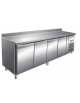 Tavolo refrigerato congelatore 4 porte con alzatina -18° -22°C in acciaio inox AISI 304 - CLASSE E - cm. 223x70x85h