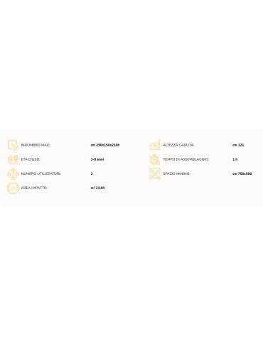 Altalena in legno da giardino per bambini 2 posti - N° 1 Sedile piano e N° 1 Sedile in gabbia