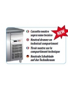 Tavolo refrigerato congelatore 4 porte con alzatina -18° -22°C in acciaio inox AISI 304 - CLASSE D - cm. 223x70x85h
