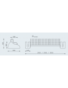 Portabici 7 + 2 posti con rastrelliera in tubolare di acciaio con sostegni laterali in cemento - cm 300x60x46,9h