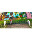 Portabici 5 posti con rastrelliera in acciaio zincato e verniciato e fianchi in cemento - cm 234x75,2x42h