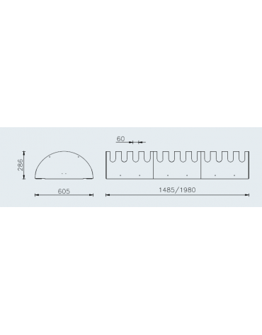 Portabici formato da elementi fissati tra di loro, in acciaio zincato, 7 posti bifacciali - cm 198x60,5x28,6h