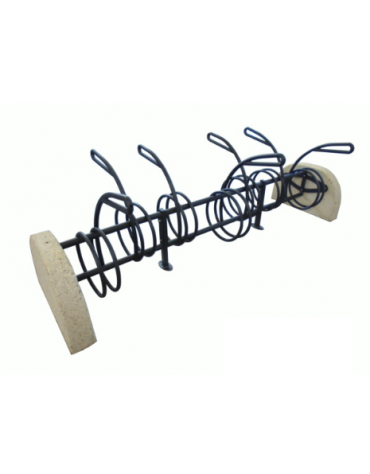 Portabici bifacciale alto-basso 7 posti, in acciaio zincato e verniciato, con fianchi in cemento - cm 261,6x90,1x82,6h