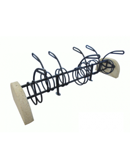 Portabici bifacciale alto-basso 7 posti, in acciaio zincato e verniciato, con fianchi in cemento - cm 261,6x90,1x82,6h