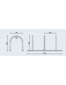 Portabici a 3 archetti, realizzato in acciaio inox - da tassellare - cm 192x72,8x83.3h
