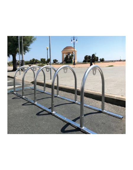 Portabici a 3 archetti, realizzato in acciaio inox - da tassellare - cm 192x72,8x83.3h