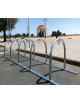 Portabici a 3 archetti, realizzato in acciaio inox - da tassellare - cm 192x72,8x83.3h