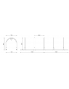 Portabici a 5 archetti, realizzato in acciaio zincato e verniciato, da tassellare - cm 320x72,8x83,3h