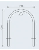 Portabici singolo a 2 posti realizzato ad archetto in acciaio inox - Da inghisare - cm 72,8x100h