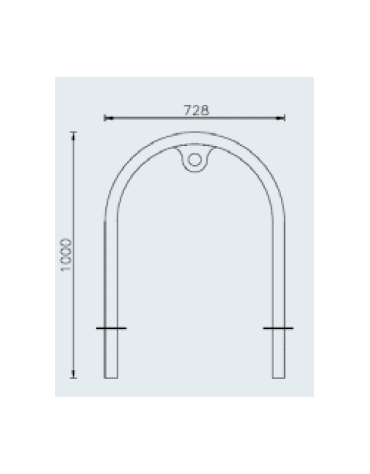 Portabici singolo a 2 posti realizzato ad archetto in acciaio inox - Da inghisare - cm 72,8x100h