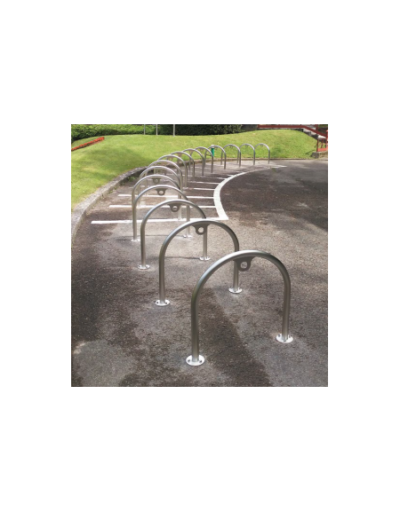 Portabici singolo a 2 posti realizzato ad archetto in acciaio inox - Da inghisare - cm 72,8x100h