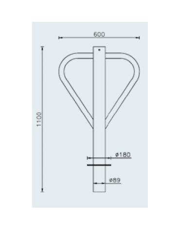 Portabici biposto realizzato in acciaio zincato e verniciato. Da inghisare - cm 60x110h