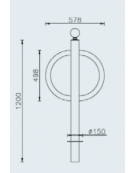 Portabici singolo realizzato in acciaio zincato e verniciato. Da inghisare - cm 57,8x120h