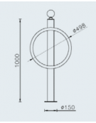 Portabici singolo realizzato in acciaio zincato e verniciato. A 2 posti. Da tassellare - cm Ø49,8x100h