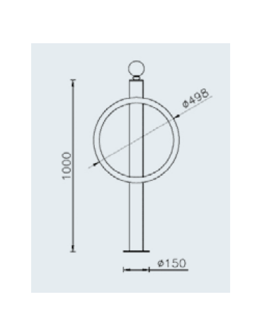 Portabici singolo realizzato in acciaio zincato e verniciato. A 2 posti. Da tassellare - cm Ø49,8x100h
