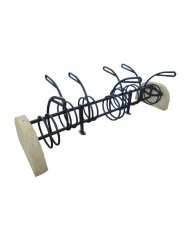 Portabici bifacciale alto-basso 11 posti, in acciaio zincato e verniciato, con fianchi in cemento - cm 397,4x90,1x82,6h