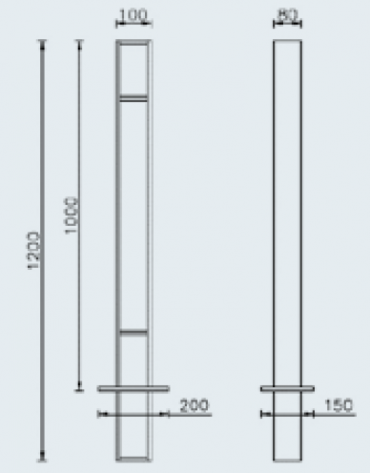 Portabici singolo realizzato in acciaio zincato e verniciato. 2 posti. Da inghisare - cm 10x8x120h