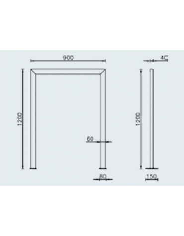 Portabici singolo realizzato in acciaio zincato e verniciato. Con traverso. Da inghisare - cm 90x120h