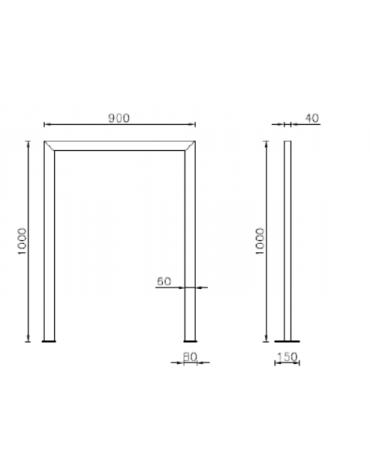 Portabici singolo realizzato in acciaio zincato e verniciato. Con traverso. Da tassellare - cm 90x100h
