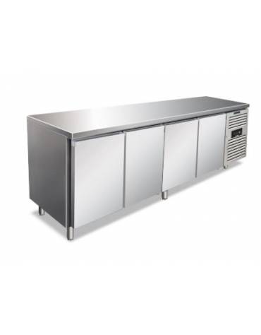 Tavolo refrigerato congelatore 4 porte negativo -18° -22°C in acciaio inox AISI 304 - CLASSE E - cm. 223x70x86h