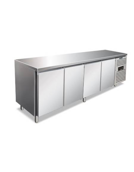 Tavolo refrigerato congelatore 4 porte negativo -18° -22°C in acciaio inox AISI 304 - CLASSE E - cm. 223x70x85h