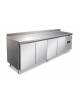 Tavolo refrigerato congelatore 4 porte con alzatina -18° -22°C in acciaio inox AISI 304 - CLASSE E - cm. 223x70x96h