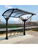 Pensilina per bici in acciaio zincata e verniciata e copertura in policarbonato. Portabici escluso - cm 256x282h