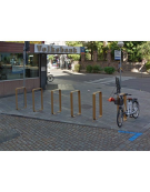 Portabici singolo in piatto ad arco, in acciaio zincato e verniciato - Da tassellare - cm 50x12x101h