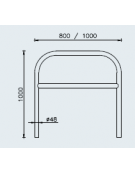 Barriera con piegatura a freddo di tubolare in acciaio mm Ø48 a forma di U rovesciato, con traverso, da tassellare - cm 100x80h