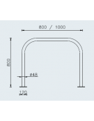 Barriera con piegatura a freddo di tubolare in acciaio mm Ø48 a forma di U rovesciato , da tassellare - cm 80x80h