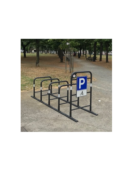 Portabici singolo a 5 posti, realizzato in acciaio zincato e verniciato. Da tassellare - cm 250x80x131,3h