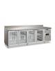 Tavolo refrigerato 4 ante con alzatina - porte a vetro - Refrigerazione ventilata -2°/+8°C - Classe C - cm. 223x70x96h