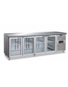 Tavolo refrigerato positivo 4 Porte a vetro - Refrigerazione ventilata - +2° +8°C - cm. 223x70x86h