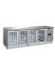 Tavolo refrigerato positivo 4 ante in acciaio inxo, porte a vetro - ventilato +2°/+8°C - Classe C - cm 223x70x86h