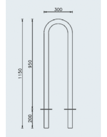 Portabici ad archetto 2 posti realizzato in acciaio zincato e verniciato - Da tassellare - cm 30x95h