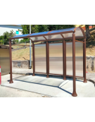 Pensilina 3 moduli in acciaio verniciato con copertura e parete di fondo in policarbonato alveolare - cm 330x158,8x239,5h